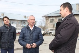 Директор томского филиала ООО «Газпром межрегионгаз Новосибирск» Николай Франчук, заместитель губернатора Томской области Анатолий Рожков и заместитель генерального директора ООО «Газпром газораспределение Сибирь» Арслан Садыков